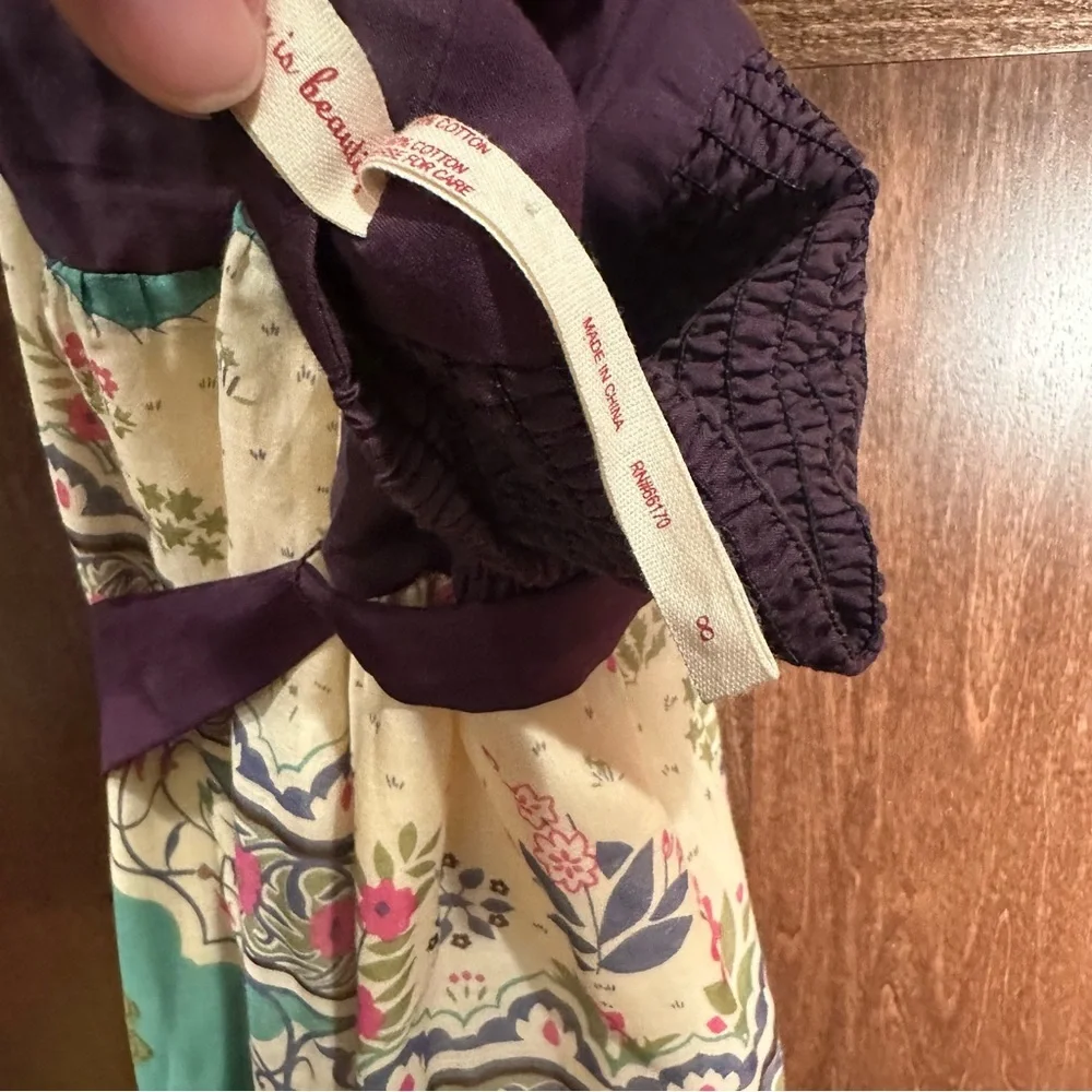 Anthropologie Maeve Purple and Cream Halter Midi Dress - Picture 7 of 8